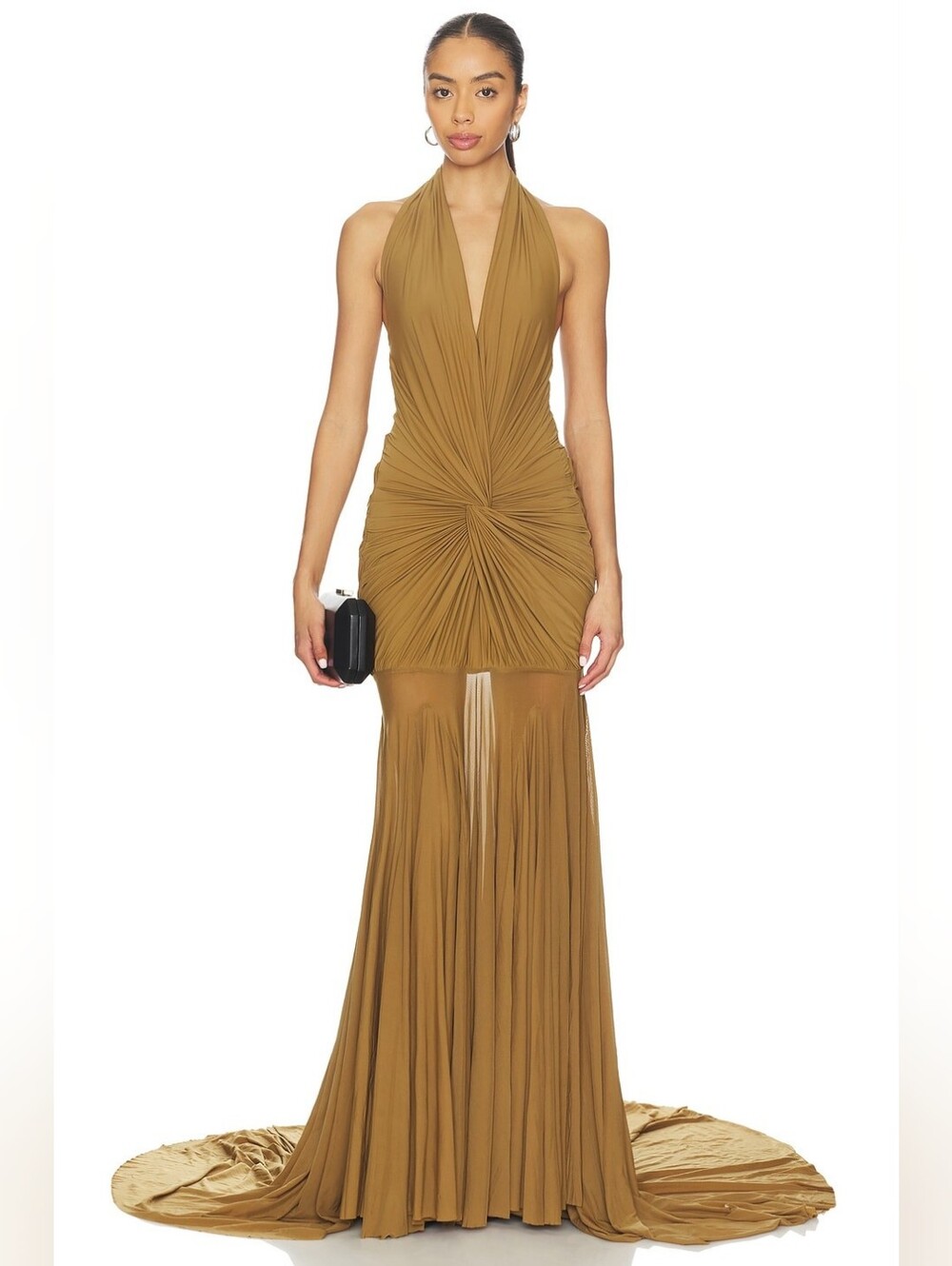 NWT $425 DEME BY GABRIELLA Chloe Dress In Sand Green Medium